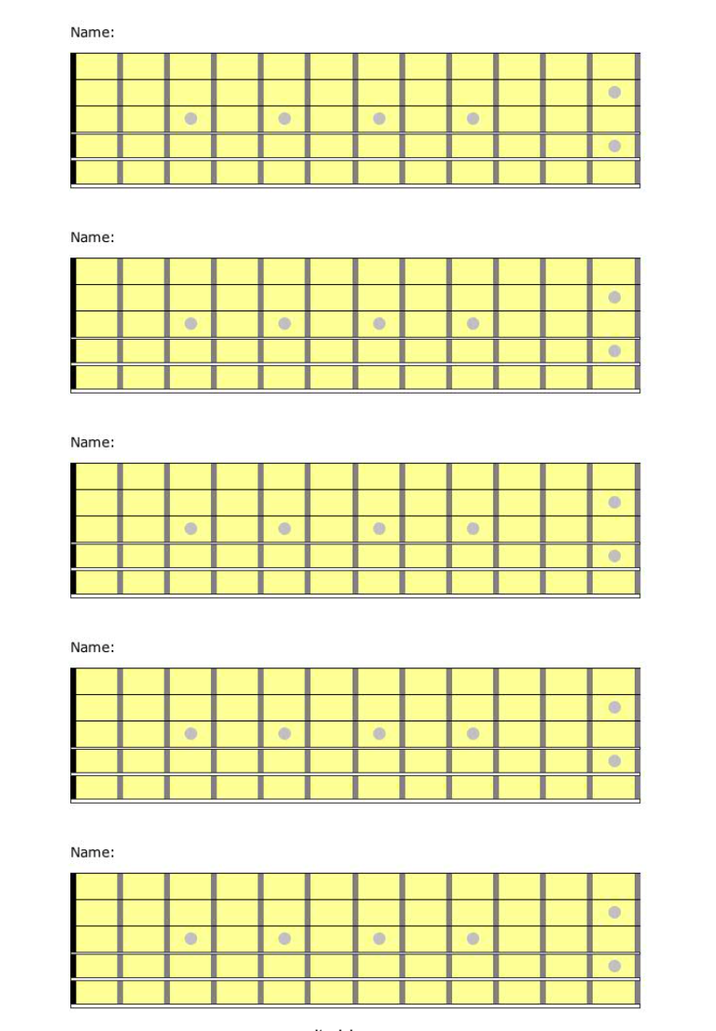 Printable Blank Chord Diagram Sheets
